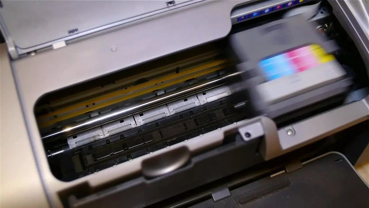An office printer printing a document